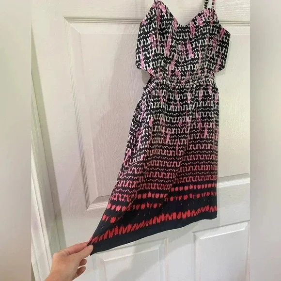 American Eagle Womens Size 6 Dress Spaghetti Strap Colorful Aztec Mini - Picture 2 of 13